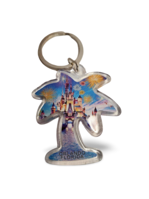 Florida Orlando Acrylic Key Chain - "Palm Tree Shaped & Day Castle"