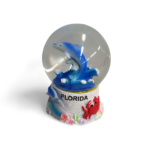 Polyresin Dolphin Snow Globe with Florida - Pink, Grey and Blue (Large Size)