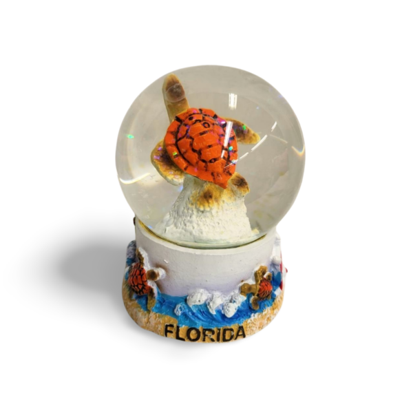 Polyresin Turtle Snow Globe with Florida - Light Orange, Light Yellow and Brown (Large Size)