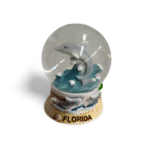 Polyresin Dolphin Snow Globe with Florida - Pink, Grey and Blue (Large Size)