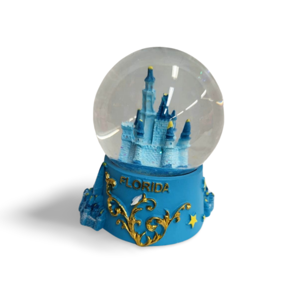 Polyresin Castle Snow Globe with Florida - Pink and Blue