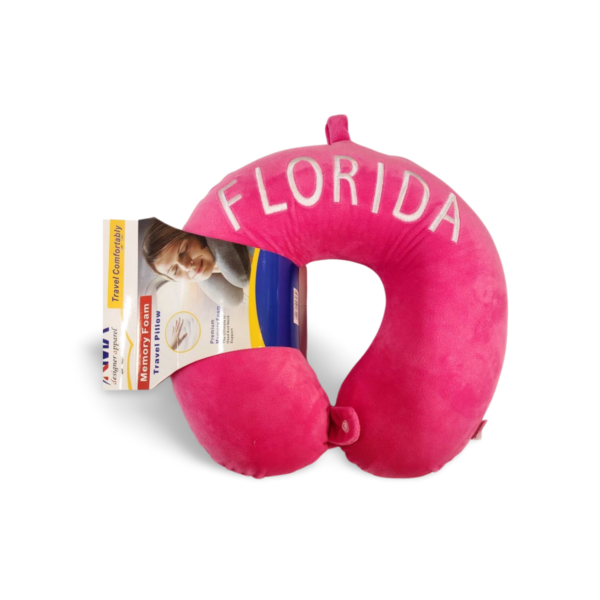 Florida Memory Foam Travel Pillow - Black, Pink, Grey, Blue, Navy Blue, Brown