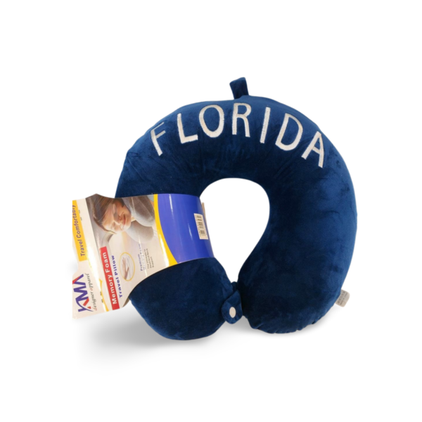 Florida Memory Foam Travel Pillow - Black, Pink, Grey, Blue, Navy Blue, Brown