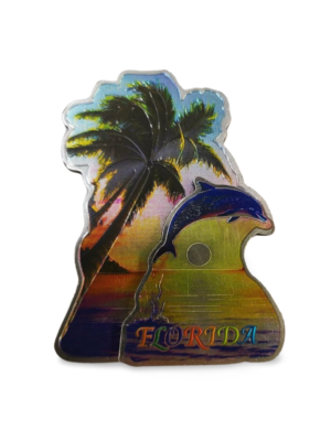 Florida 3D Magnet - "Dolphin & Sunset"