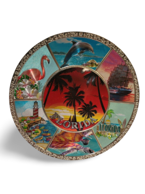 Florida Alloy Decorative Plate (Large) - "Palm Trees"