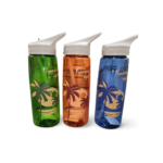 Florida Plastic Water Bottle - "Coconut Tree Print" Green, Blue, Orange