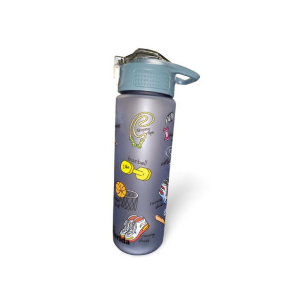 Plastic Water Bottle - "Sports Prints" Purple, Light Pink, Sky Blue, Grey