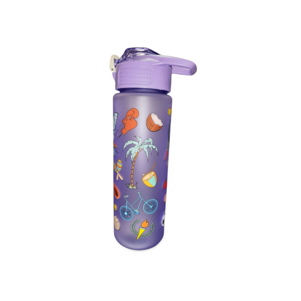 Plastic Water Bottle - "Sports Prints" Purple, Light Pink, Sky Blue, Grey