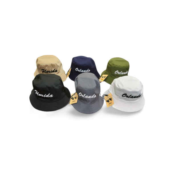 Florida 100% Cotton Reversible Bucket Hat "Florida Orlando" - Brown, Blue, Green, Black, Grey, White