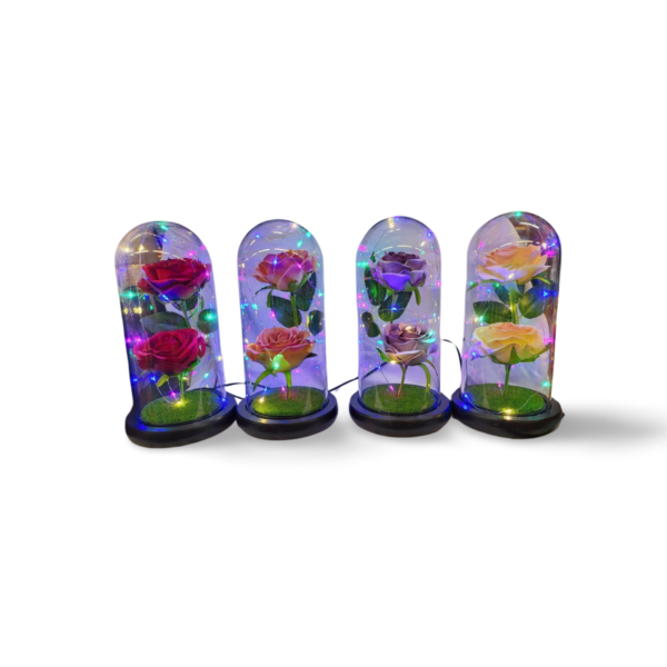 Color Changing Light Flower in a Glass Dome (USB Included) - "Double Flower"