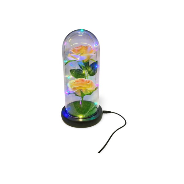 Color Changing Light Flower in a Glass Dome (USB Included) - "Double Flower"