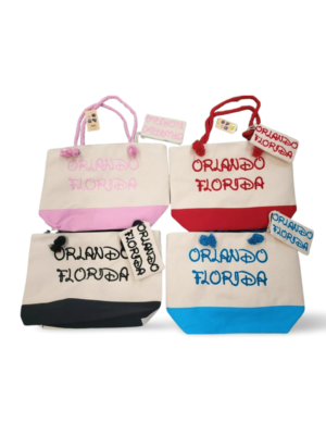 Orlando Florida Beach Bag with Purse - Red, Pink, Blue, Black