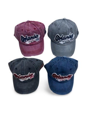 Florida 100% Cotton Cap - "Orlando Florida" Black, Grey, Blue, Red