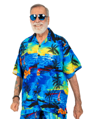Men's Hawaiian Shirt 'BLUE PALM BLACK'