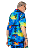 Men's Hawaiian Shirt 'BLUE PALM BLACK'