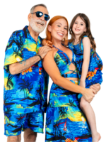 Men's Hawaiian Shirt 'BLUE PALM BLACK'