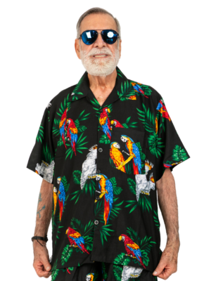 Men's Hawaiian Shirt 'PARROT BLACK'
