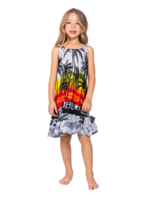 Girls' Ruffle Hem Sundress – Sunset Blue, Sunset Pink and Sunset Grey