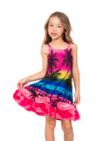 Girls' Ruffle Hem Sundress – Sunset Blue, Sunset Pink and Sunset Grey
