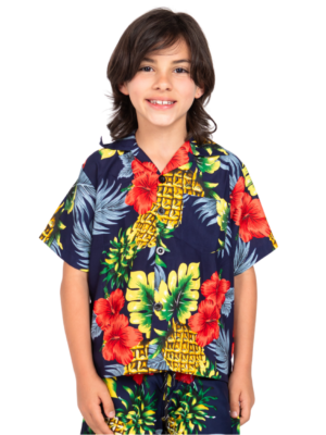 Boys Hawaiian Shirt 'PINEAPPLE NAVY'