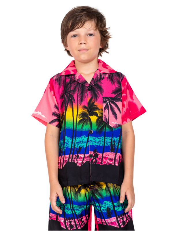 Boys Hawaiian Shirt 'SUNSET PINK'