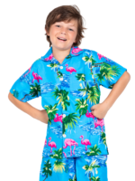 Boys Hawaiian Shirt 'FLAMINGO AQUA'