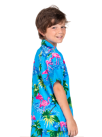 Boys Hawaiian Shirt 'FLAMINGO AQUA'