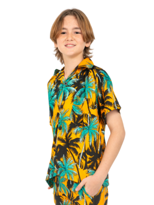 Boys Hawaiian Shirt 'PALM YELLOW'