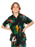 Boys Hawaiian Shirt 'PARROT BLACK'