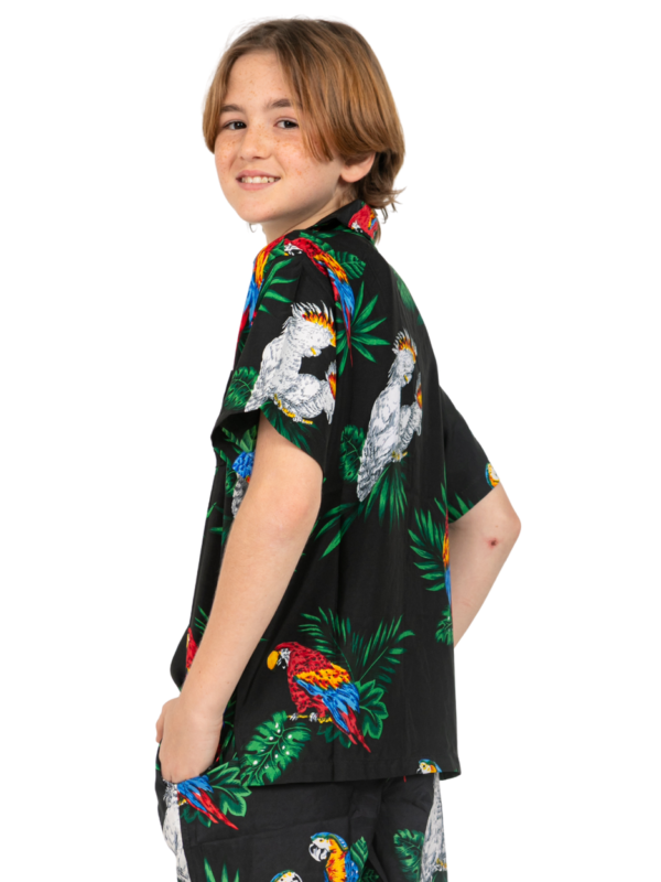 Boys Hawaiian Shirt 'PARROT BLACK'