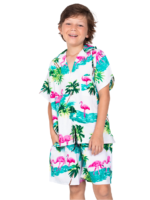 Boys Hawaiian Short 'FLAMINGO WHITE'