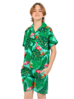 Boys Hawaiian Short 'FLAMINGO GREEN'