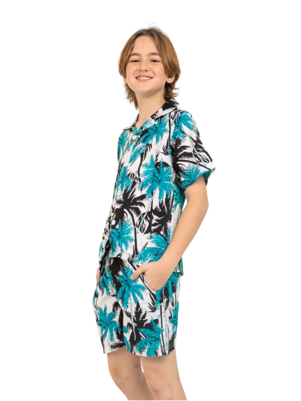 Boys Hawaiian Short 'PALM WHITE'