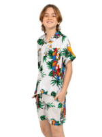 Boys Hawaiian Short 'PARROT WHITE'