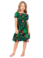 Girls' Ruffle Hem Sundress – Flamingo Navy and Flamingo Green