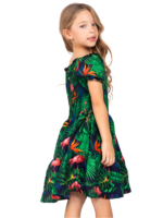 Girls' Ruffle Hem Sundress – Flamingo Navy and Flamingo Green