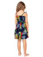Girls' Halter Maxi Sundress with Elastic Waist and Back – Pineapple White and Pineapple Navy