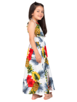 Girls' Halter Maxi Sundress with Elastic Waist and Back – Pineapple White and Pineapple Navy