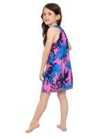Girls' Breezy Tropical Palm Dress – Palm White, Palm Pink and Palm Yellow
