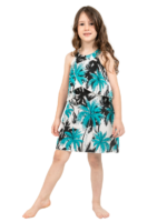 Girls' Breezy Tropical Palm Dress – Palm White, Palm Pink and Palm Yellow
