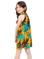 Girls' Breezy Tropical Palm Dress – Palm White, Palm Pink and Palm Yellow