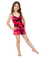 Girls' Strap Romper Shorts – Blue Palm, Green Palm and Red Palm