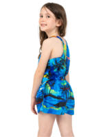 Girls' Strap Romper Shorts – Blue Palm, Green Palm and Red Palm
