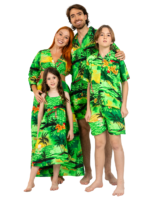 Girls' Strap Romper Shorts – Blue Palm, Green Palm and Red Palm