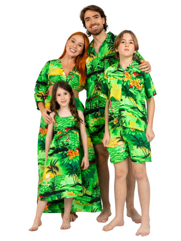 Girls' Strap Romper Shorts – Blue Palm, Green Palm and Red Palm