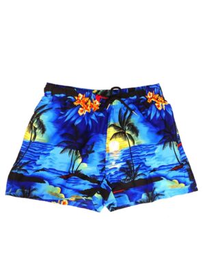 Men's Hawaiian Shorts 'BLUE PALM BLACK'