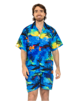 Men's Hawaiian Shorts 'BLUE PALM BLACK'
