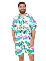 Men's Hawaiian Shorts 'FLAMINGO WHITE'