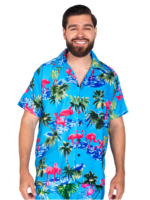 Men's Hawaiian Shirt 'FLAMINGO AQUA'