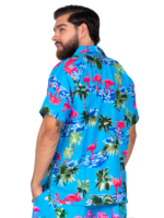 Men's Hawaiian Shirt 'FLAMINGO AQUA'